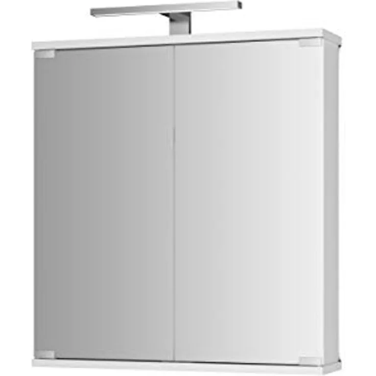 Jokey Spiegelschrank Kandi mit LED Beleuchtung 60 cm breit, Badezimmer Spiegelschrank aus MDF, inkl. Steckdose | Weiß