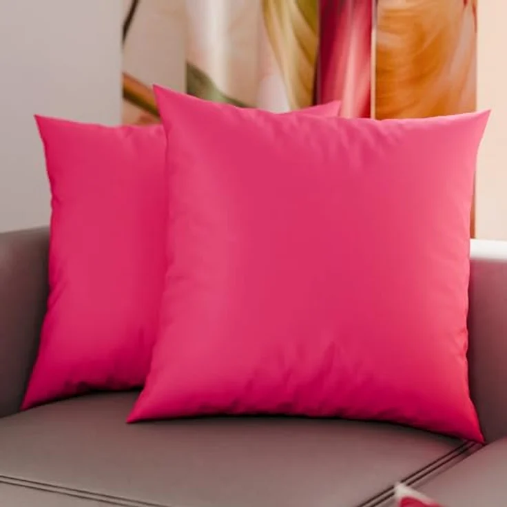 PETTI Artigiani Italiani 2er-Set Kissenbezüge 45x45 cm, einfarbig Fuchsia, hypoallergene Mikrofaser, 100% Made in Italy – Bild 1