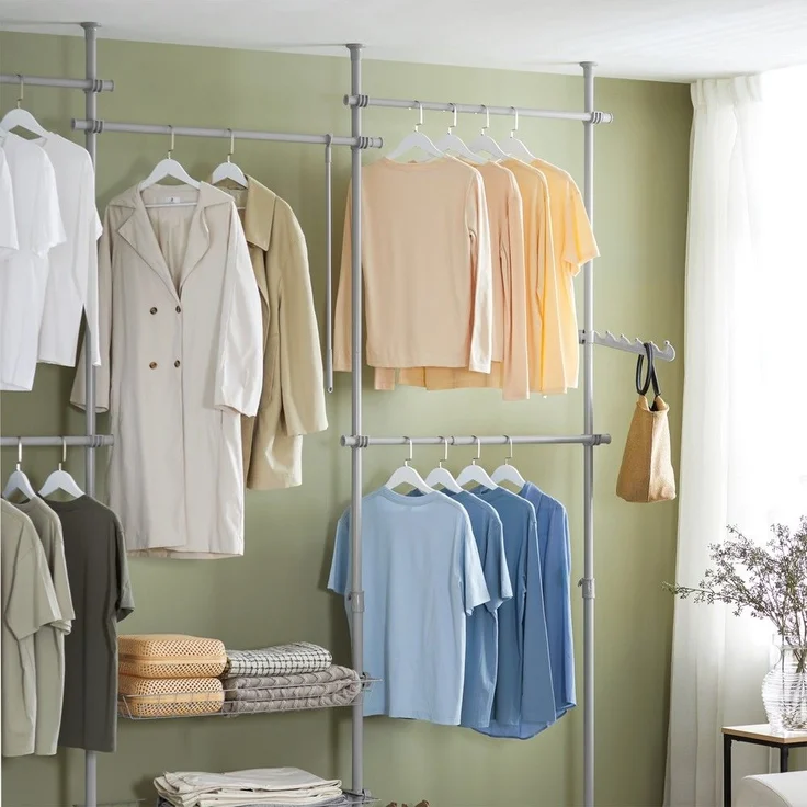 SoBuy KLS04-HG Garderobenständer, Metall, Pulverbeschichtung, Grau, 62 x 200 x 75 cm – Bild 4