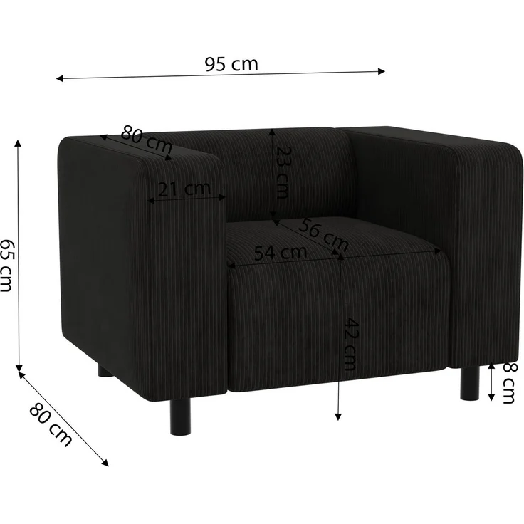 S-Style Möbel Sessel Gustav aus Cord-Stoff mit bequemem Sitz (Sessel x 1), mit Wellenfederung – Bild 3