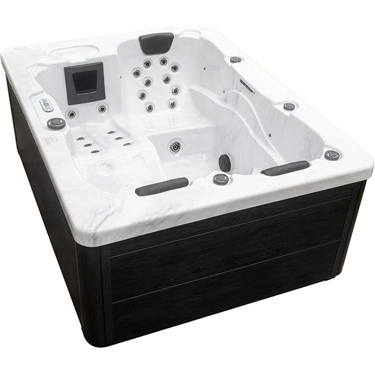 HOME DELUXE Outdoor-Whirlpool 'White Marble', 210 x 160 cm, für 3 Personen, mit Treppe & Thermoabdeckung – Bild 4