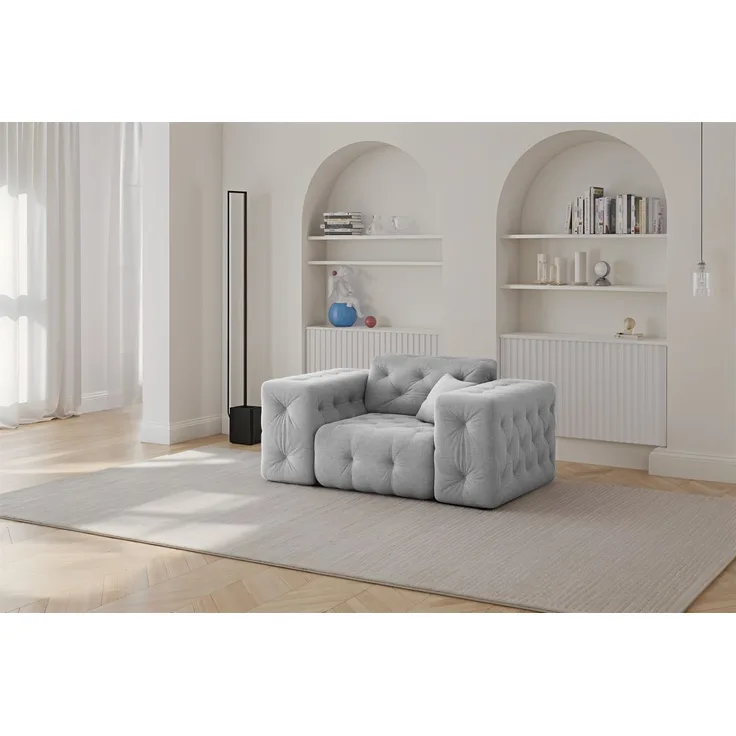 Sessel Designersessel CHANTAL in Stoff Moly Hellgrau