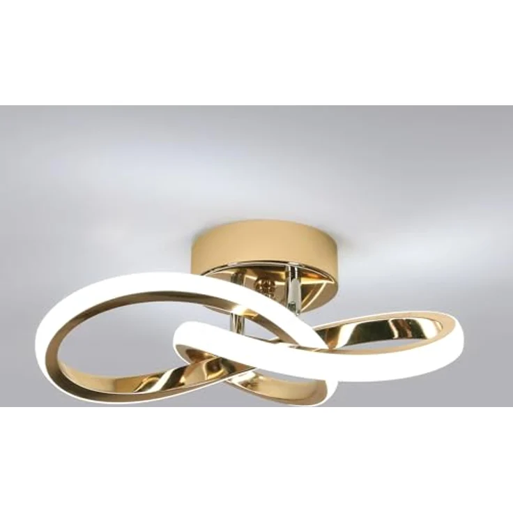 Comely Moderne LED Deckenleuchte, 22W Kreative Deckenlampe in Blumenform, 6500K Kaltweiß Acryl Deckenbeleuchtung für Wohnzimmer Schlafzimmer Küche, Gold – Bild 1
