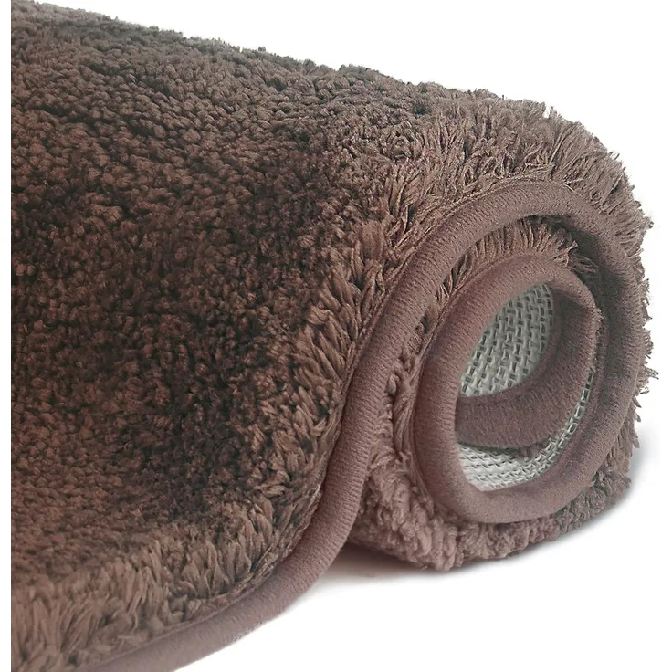 FCSDETAIL rutschfeste, Hochflor Badteppiche 50x80 cm, Maschinenwaschbare Badematte, Badvorleger mit Wasserabsorbierenden, Weichen Mikrofasern für Badewanne, Dusche und Badezimmer (Dunkelbraun)
