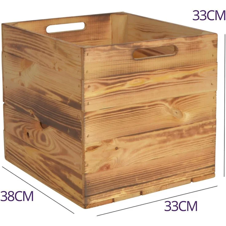 CHICCIE Kallax Holzkiste Karl - Aufbewahrungsbox Geflammt 33x38x33cm Aufbewahrungskorb Schubladenbox Holz Regal – Bild 5