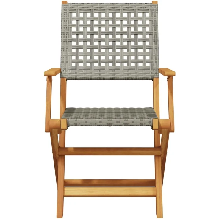 vidaXL Gartenstühle 6 Stk. Klappbar Grau Poly Rattan & Massivholz 3214560 – Bild 3