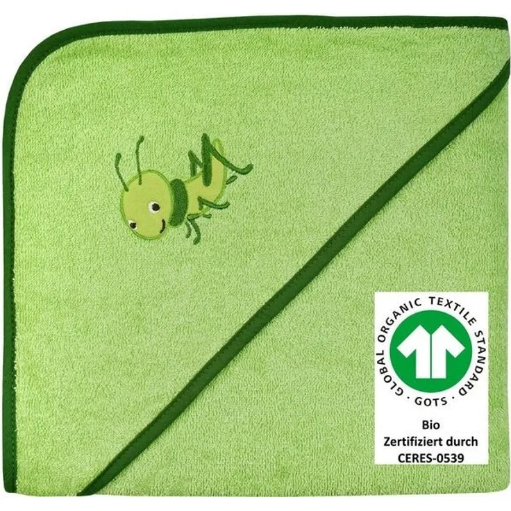 Wörner Kapuzenhandtuch Grashüpfer 100/100, Frottee (1-St), Biobaumwolle, mit Kapuze, maschinenwaschbar, trocknergeeignet