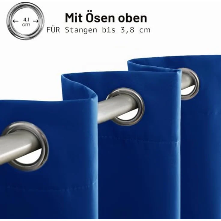 Deconovo Wärmeisolierende Vorhänge mit Ösen Schlafzimmer Königsblau | 2er Set, H200 x B140 cm, Vorhang Blickdicht，Gardinen mit Ösen, Verdunkelnd und Hitzeschutz，für Schlafzimmer und Wohnzimmer – Bild 7