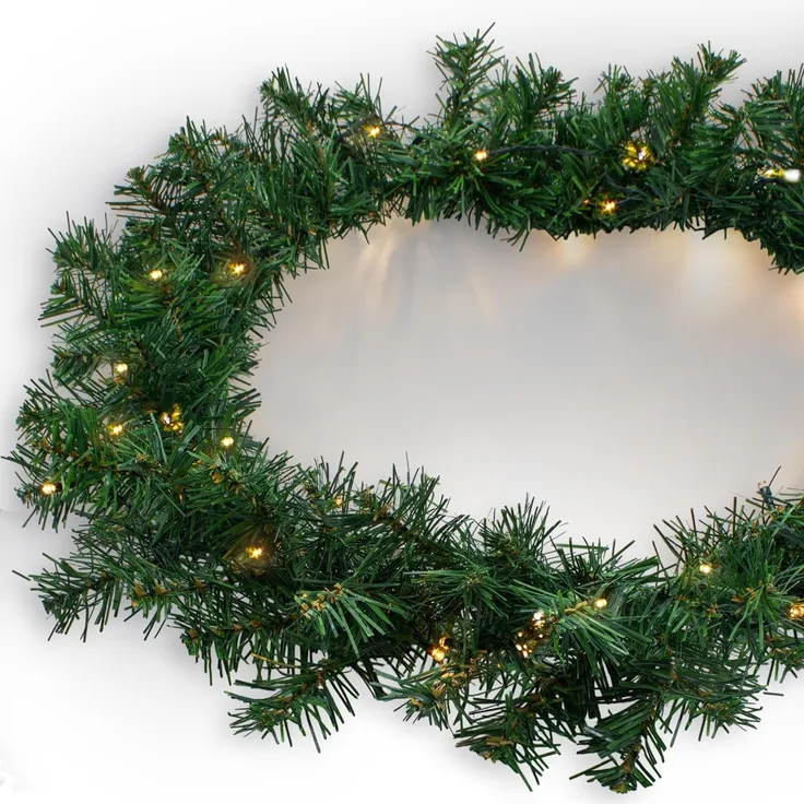 Spetebo LED-Girlande Weihnachts-Girlande grün mit Lichterkette 270 cm, 35-flammig, Künstliche Tannen Girlande mit Lichterkette und Timer - Outdoor