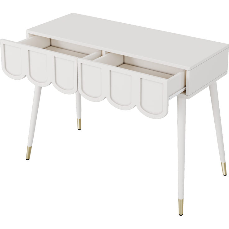 Schminktisch mit 2 Schubladen und Metallfüßen, 100x40x76 cm, Weiß – Bild 5