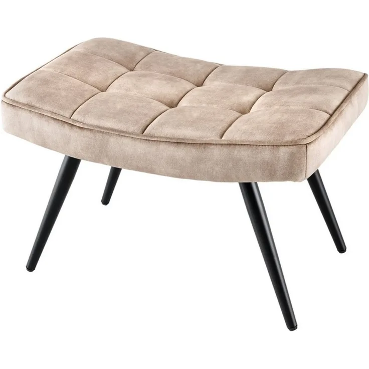riess-ambiente Fußhocker SCANDINAVIA champagner beige / schwarz (Einzelartikel, 1 St), Wohnzimmer · Samt · Metall · Scandinavian Design