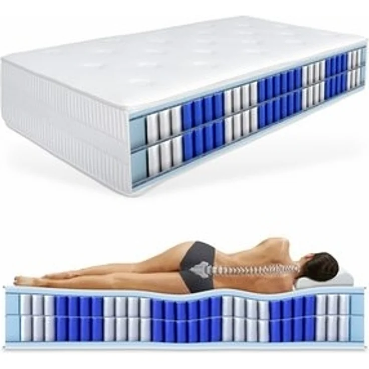 Boxspringmatratze 33cm hoch XXL, Doppel Taschenfederkern Matratze, TerraMed BOX, Matratzen Perfekt, 33 cm hoch, (Intergierter Kaltschaumtopper, 90x200, 100x200, 120x200, 140x200, 160x200, 180x200, 80x200 cm), Härtegrad H2, H3, H4, H5 möglich – Bild 6