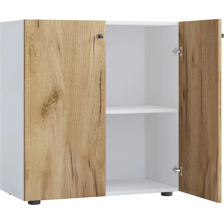 VCM Büroschrank Lona 919442 Weiß / Honig-Eiche B. 70 x H. 74 x T. 40 cm