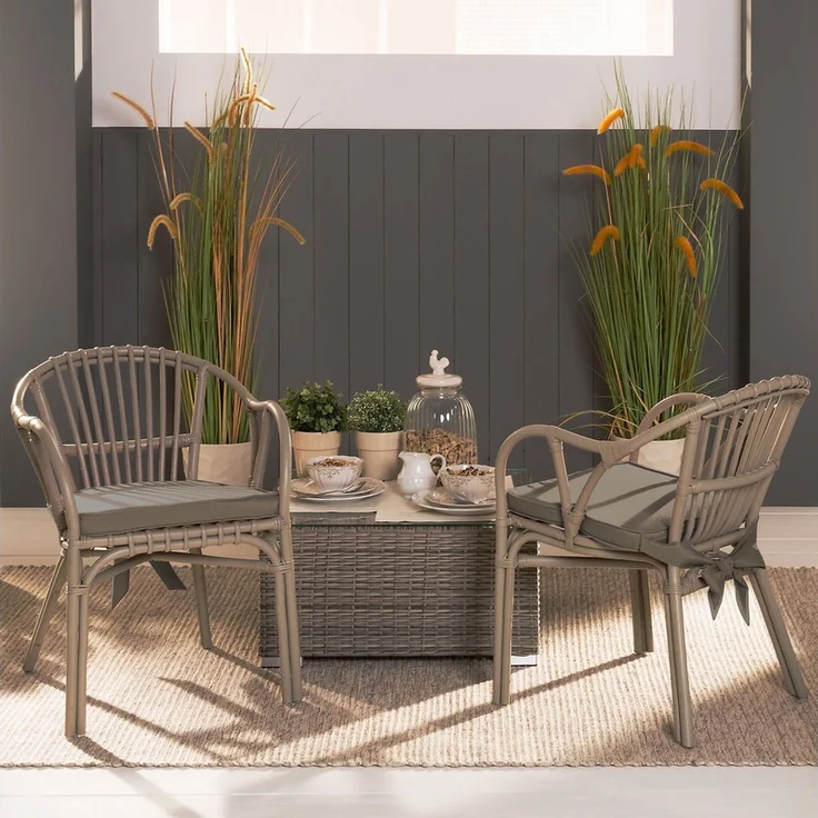 Beautissu Stuhlkissen 6er Set Loft SK Stuhlkissen Taupe, 45x40x5cm, Stuhlpolster mit Bändern Sitzkissen für Stühle, rutschfest – Bild 3