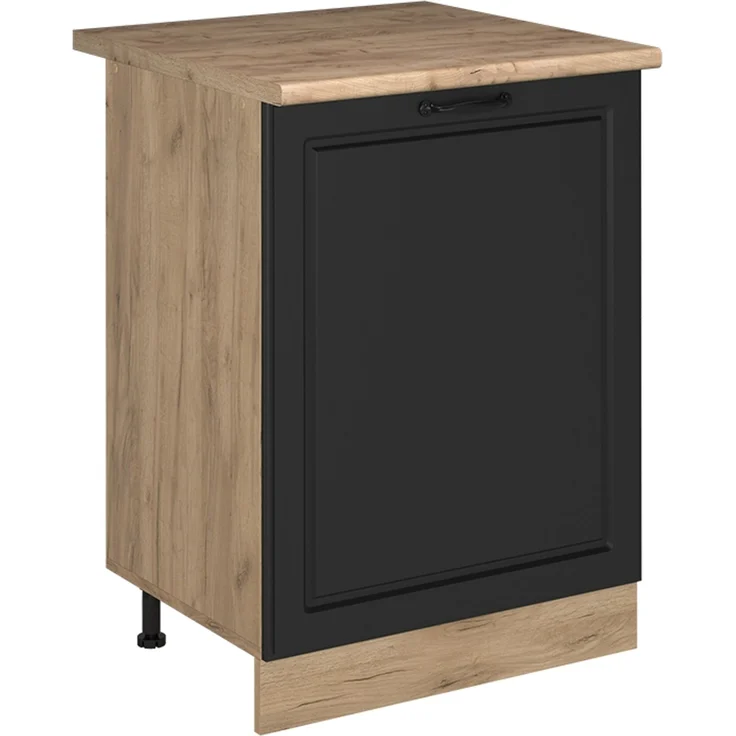 Küchenunterschrank R-Line Anthrazit Landhaus/Goldkraft Eiche 60 cm mit 1 Tür Arbeitsplatte Goldkraft Eiche Vicco – Bild 1