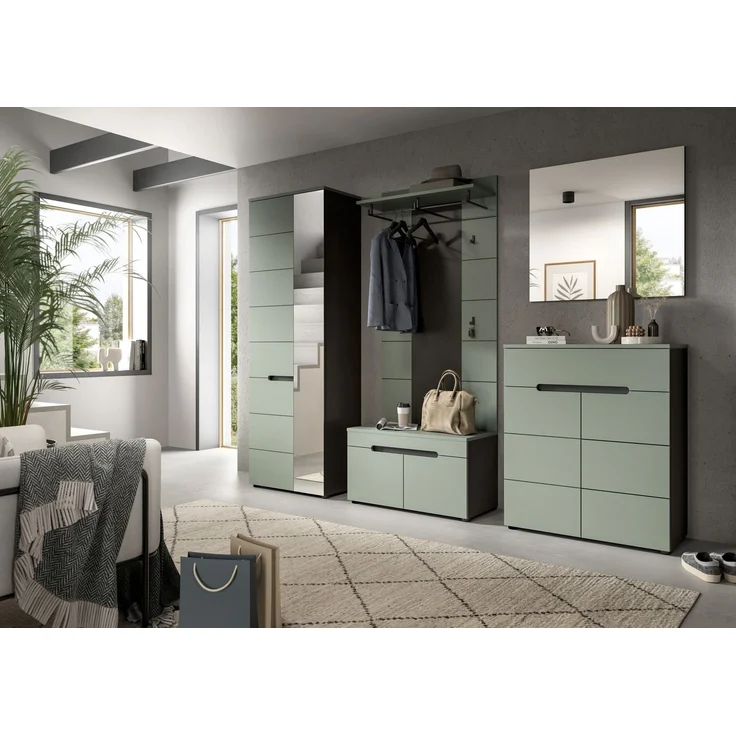 Garderobenkombination (B/H/T: 160x190x37 cm) in Smoke Green Nachbildung – Bild 5