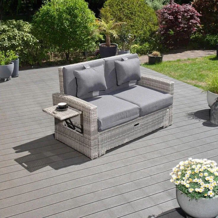 Sunny Garten Multifunktionssofa, Polyrattan, grau, für 2 Personen