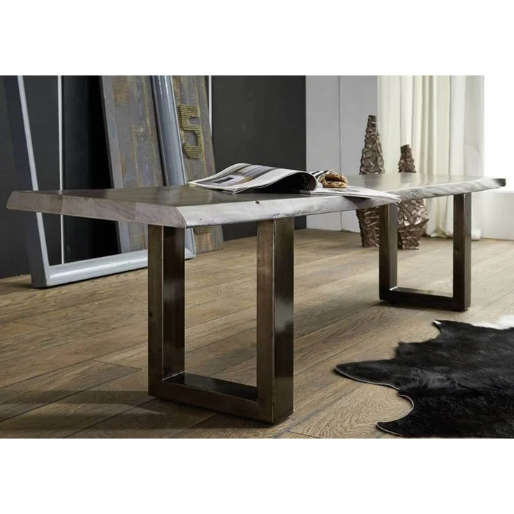 Baumbank Sheesham 160x38x45 smoked oak lackiert Plattenstärke 3,5cm FREEFORM #0307 – Bild 4