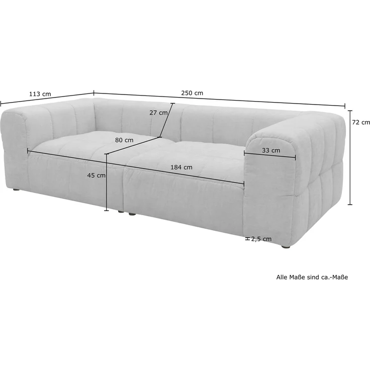 DOMO. collection Sofa 800 019, 3-Sitzer Couch mit Taschenfederkern und gepolsterter Rückenlehne, 3er Bigsofa, Polstergarnitur 113 x 250 x 72 cm (BxTxH), rosé – Bild 9