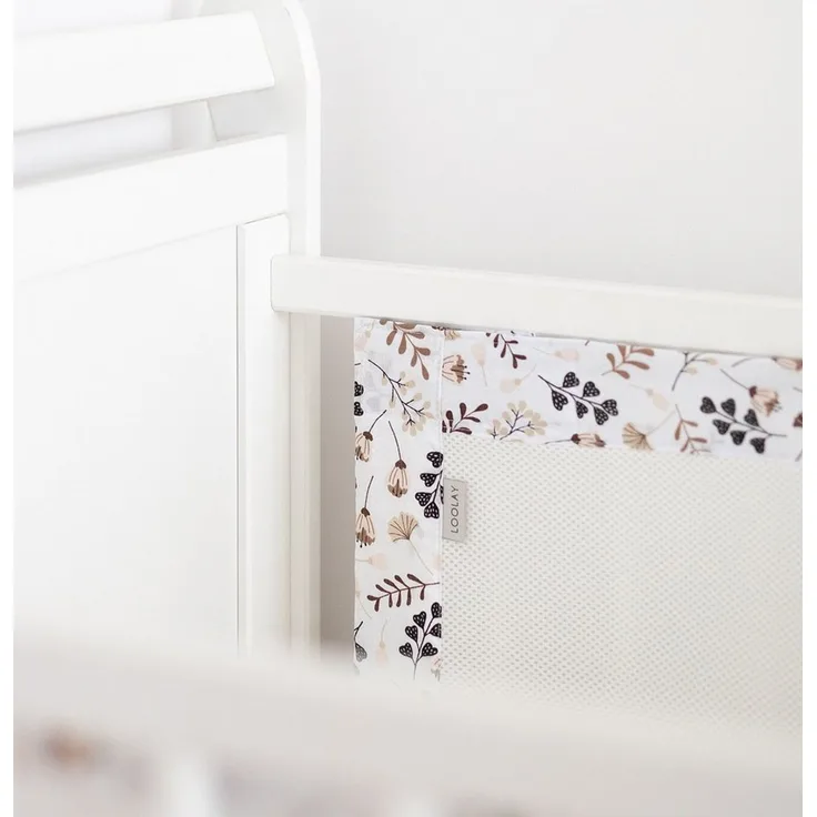 Loolay Babybett Bettumrandung Mesh atmungsaktiv 120x60/140x70 cm für Gitterbett, 2-tlg. Set 5 mm Netzstoff Schutz Klettverschluss europäische Stoffe