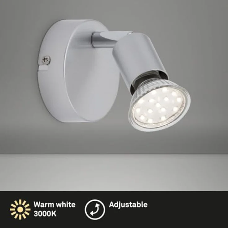 Briloner Leuchten Deckenstrahler 2906-014, schwenkbare LED Wand- und Deckenleuchte in titanfarbig, 3 Watt, 250 Lumen, 8 x 8 x 8 cm – Bild 2