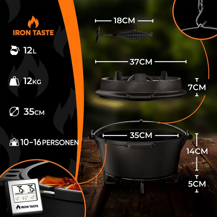 Dutch Oven Iron Taste 12L Deckelheber – Bild 2