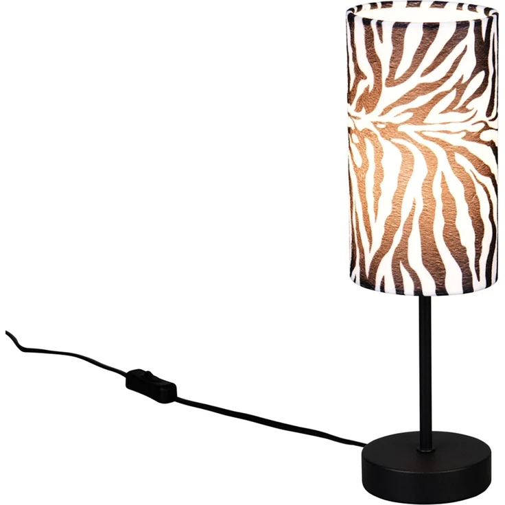 LED Tischlampe mit Stoffschirm Zebramuster, Höhe 36,5cm – Bild 2