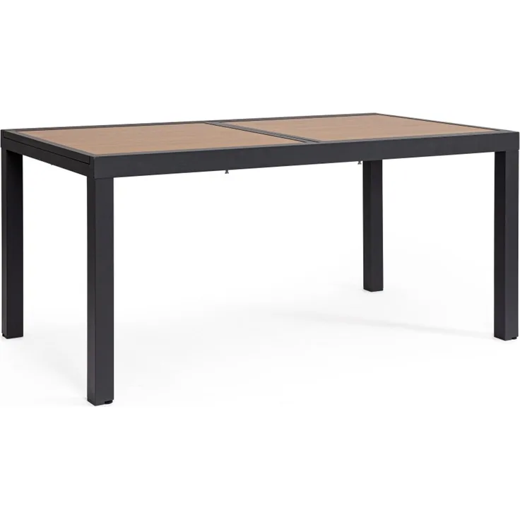Gartenesstisch Hilja aus Aluminium in Holzoptik, ausziehbar, modern skandinavisch, anthrazit