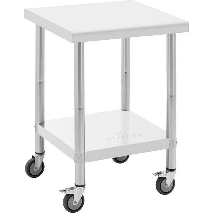 Royal Catering Arbeitstisch 60 x 60 cm Rollbarer Edelstahltisch Gastrotisch Edelstahl 120 kg