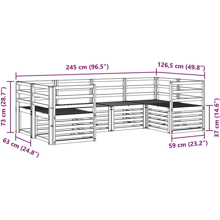 vidaXL Outdoor-Sofagarnitur 6 stk. 6-Sitzer Weiß Massivholz Akazie 3392374 – Bild 6