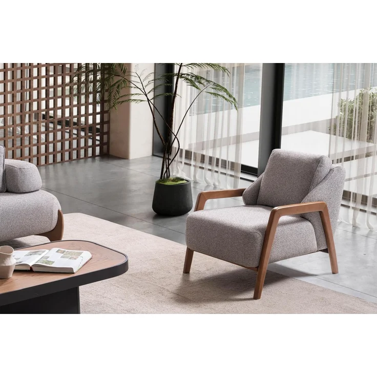 Sitzgruppe/Sofa Set - Wohnzimmergarnitur "Salix" 3+3+1-Grau – Bild 12