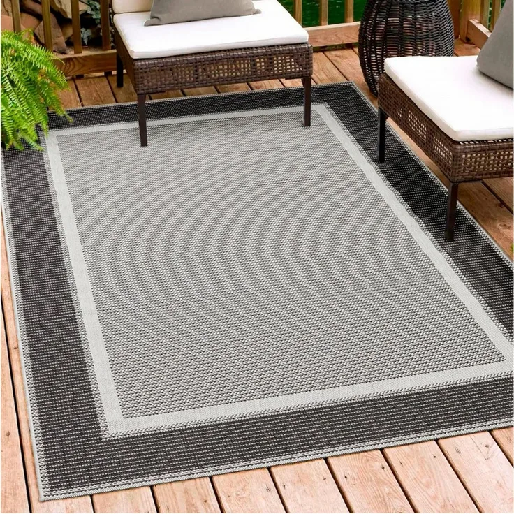 andiamo In- und Outdoor Teppich wetterfest Arizona - Balkon Teppich wasserfest Outdoor-Teppich auch nutzbar als Wohnzimmerteppich oder Küchenteppich Anthrazit 240x340 cm