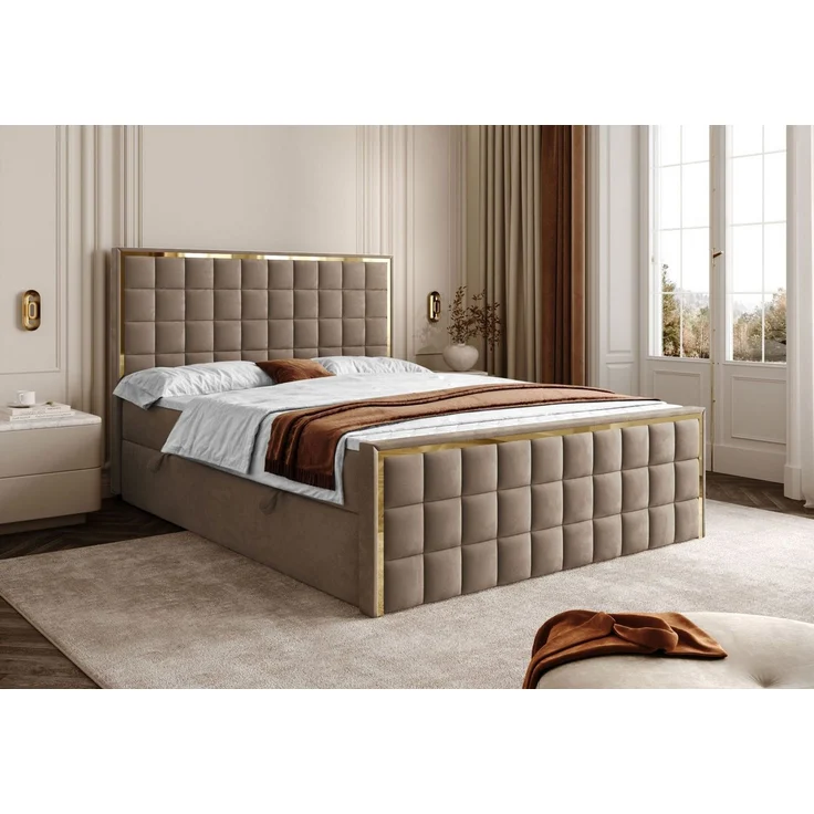Lookway Boxspringbett ISADORA II GOLD mit zwei Bettkästen für Bettwäsche (Boxspringbett mit Topper), Breite: 140/160/180x200 – Bild 5