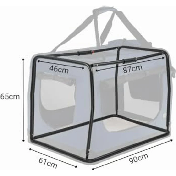 lionto Hundetransportbox, Faltbar, für Reise & Auto, 90x61x65 cm, Blau | Stabile Hundebox aus Stoff mit Netzfenstern, Tragegriffen, weicher Decke & Taschen, für Katzen & Hunde bis 22 kg geeignet – Bild 4
