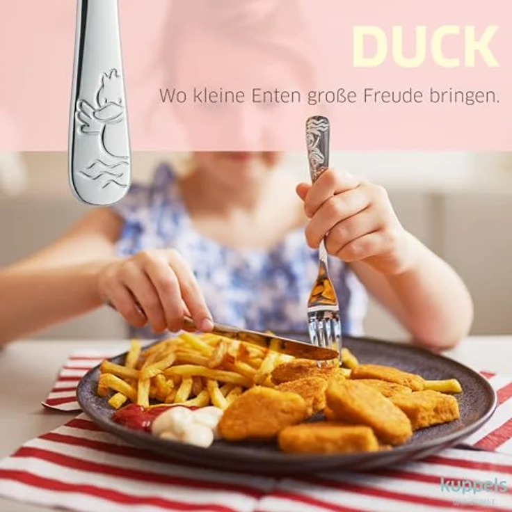 Kuppels DUCK Kinderbesteck Set 4-teilig hochglanzpoliert – Bild 3