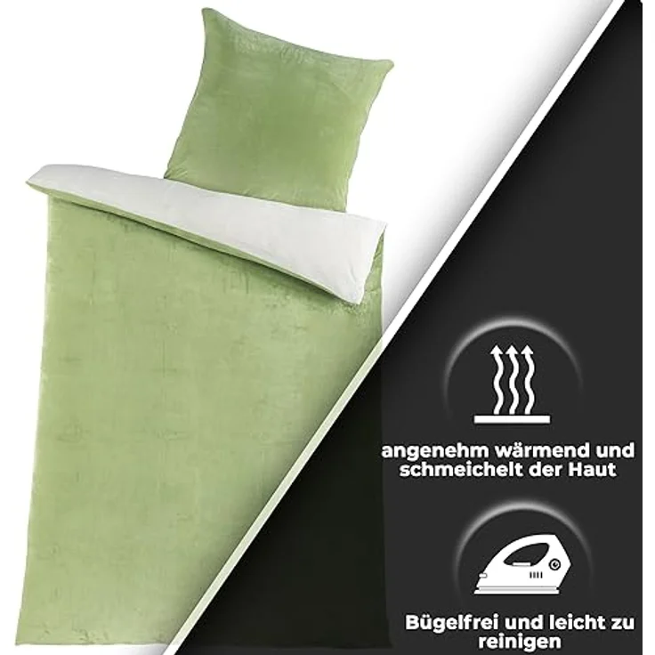 Malika Wendebettwäsche 155x220 + 80x80 cm Cashmere Touch Bettwäsche, atmungsaktiv, Mikrofaser, 2 teilig, Für Allergiker geeignet, pflegeleicht, angenehm weicher Stoff – Bild 4