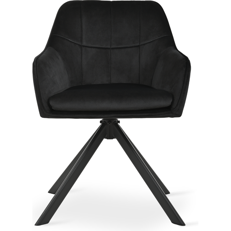 GOEURVANT 1437 Esszimmerstühle 6er-Set mit Armlehnen, 360° Drehbar, Samt - Schwarz – Bild 3