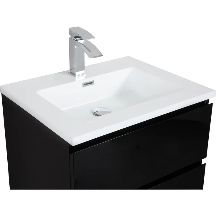 Badplaats Badmöbel Set mit Waschbecken und Unterschrank Angela 60 x 48 cm Schwarz Matt - Waschbeckenunterschrank mit Soft-Close und Waschbecken, Vorgemontiert – Bild 6