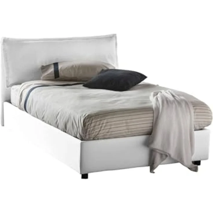 Talamo Italia - Doppelbett Claudia, Bettkasten mit Stoffbezug, 100 % Made in Italy, Öffnung vorne, geeignet für Matratzen 120 x 200 cm, weiß – Bild 3