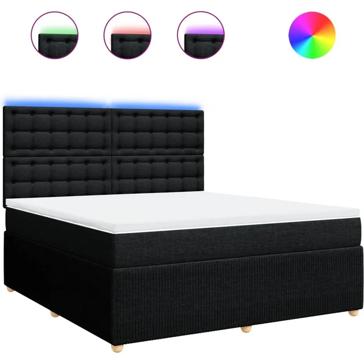 vidaXL Boxspringbett mit Matratze Schwarz 180x200 cm Stoff 3294451 – Bild 2