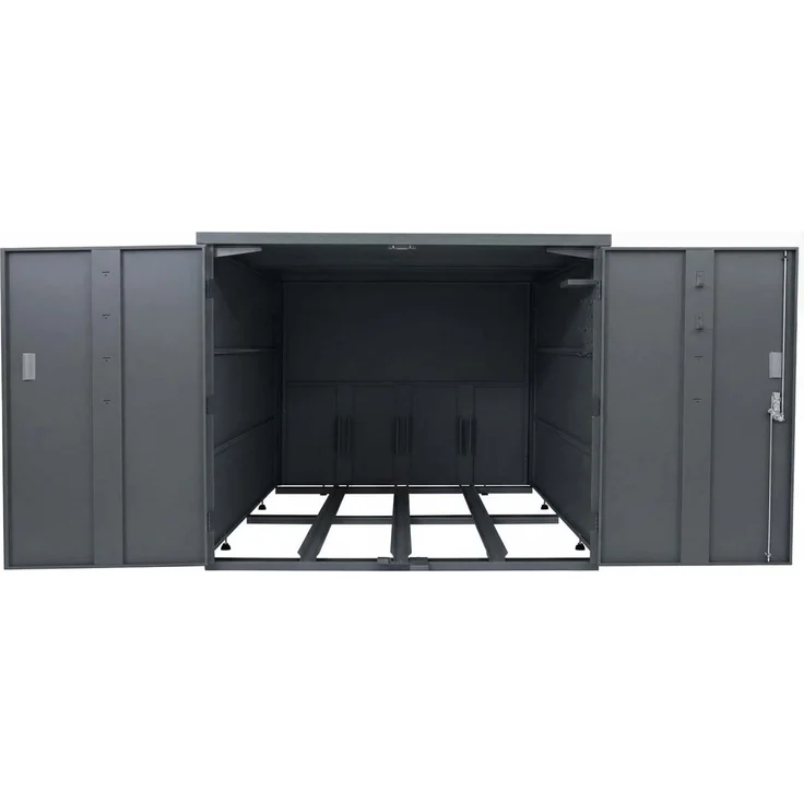 3er-Fahrradgarage HWC-P93, Fahrradunterstand Fahrradbox Bikebox, abschließbar verzinkter Stahl 124x148x208cm ~ anthrazit – Bild 8
