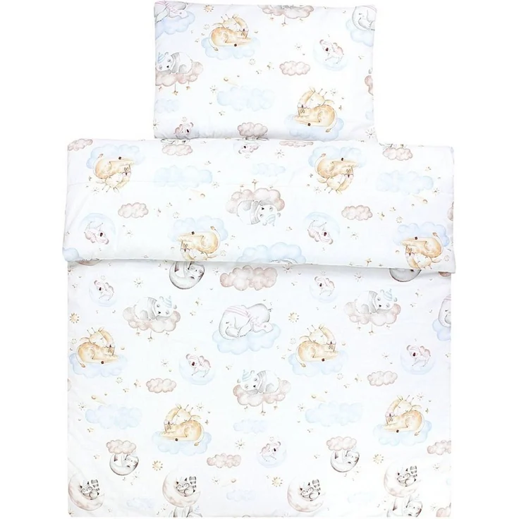 TupTam Kinderbettdecke-Set, Ganzjahresdecke, 2tlg., 1x Bettdecke, 1x Flachkissen, Tiere auf Wolken, 135x100 cm – Bild 3