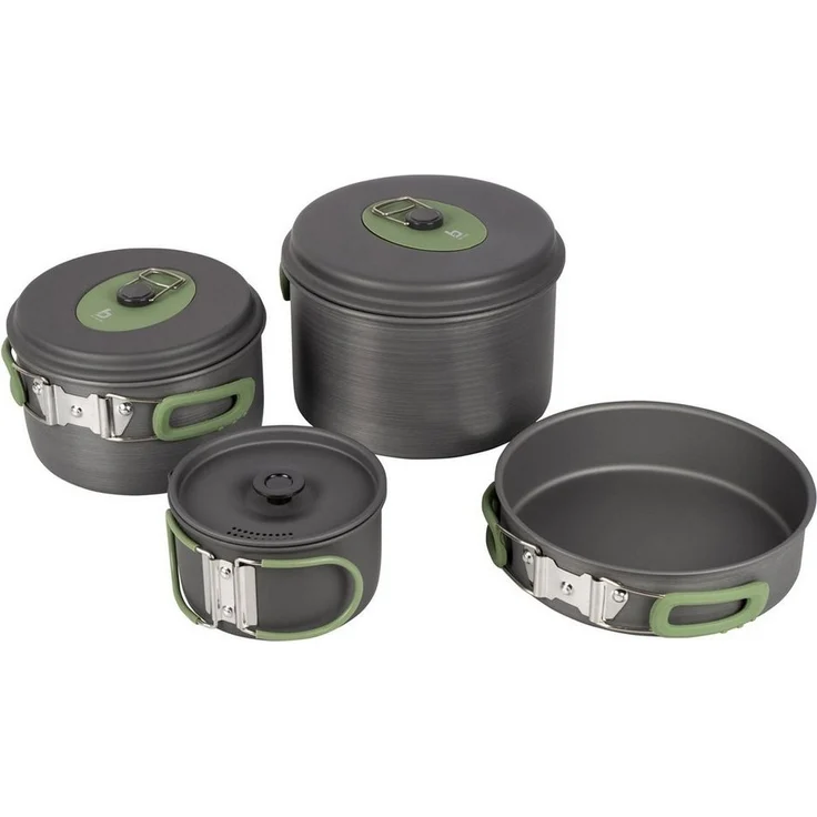 Bo-Camp Topf-Set Alu Kochset 4teilig Camping Koch, Geschirr Topf Antihaft Pfanne Stapelbar – Bild 3