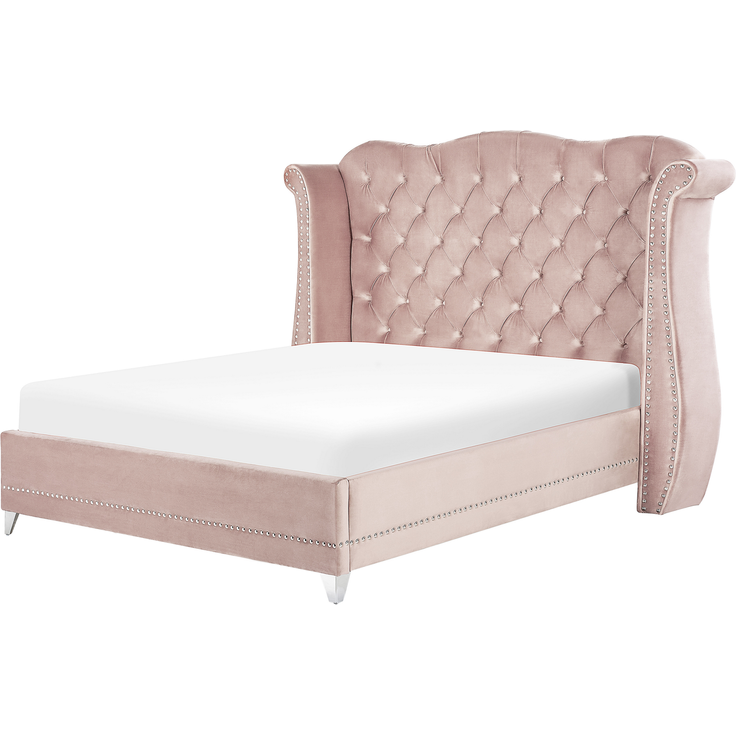 Bett mit Lattenrost AYETTE 180 x 200 cm Samtstoff Pastellrosa