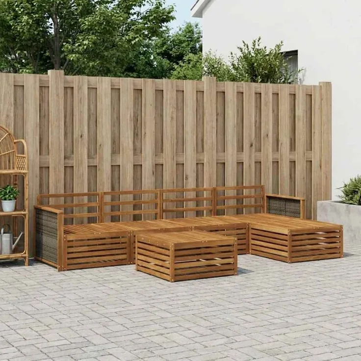 vidaXL Outdoor-Sofagarnitur 6 stk. 5-Sitzer Natur Massivholz Akazie 3383257