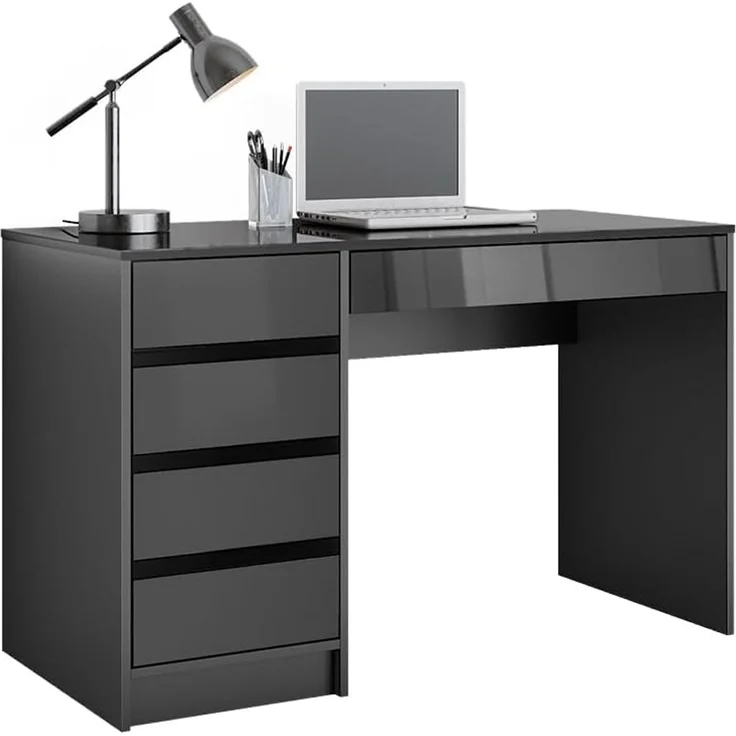 Schreibtisch Sherry Anthrazit Hochglanz 55 x 120 cm mit Schubladen Vicco – Bild 5