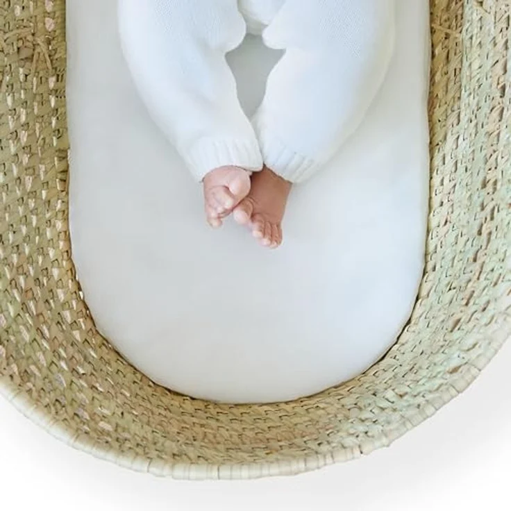 Clair de Lune Matratze für Babykörbchen/Noah Pod, Fasermatratze mit wasserdichtem Bezug, Babybett-Matratze, 74 x 28 cm – Bild 1
