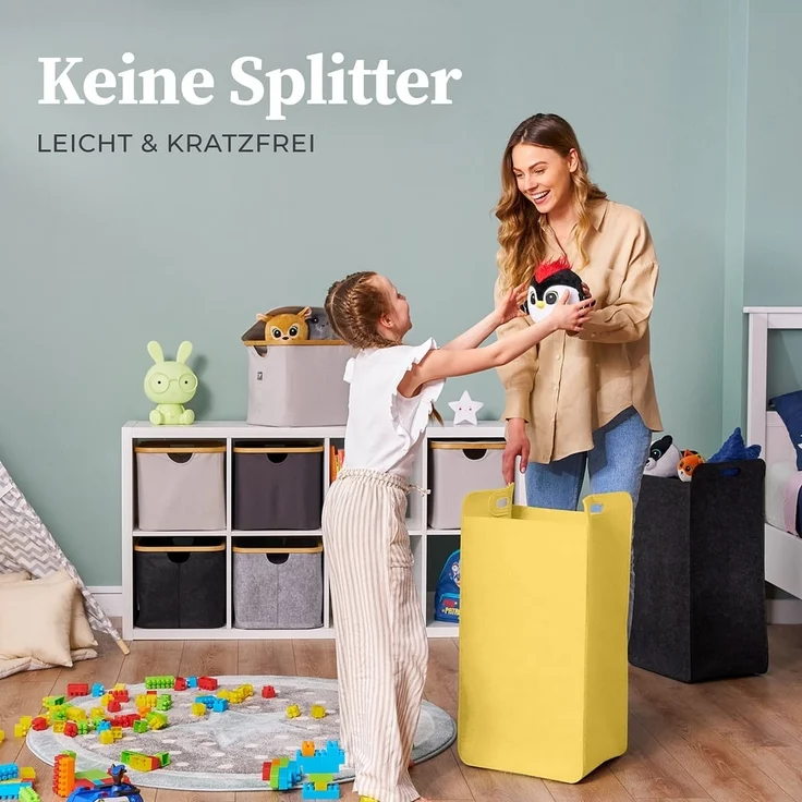 HENNEZ Wäschekorb "Katy" aus Filz schmal und zusammenklappbar, 80l, Wäschesack Groß für Schmutzwäsche Wäschetonne Wäschetasche – Bild 6