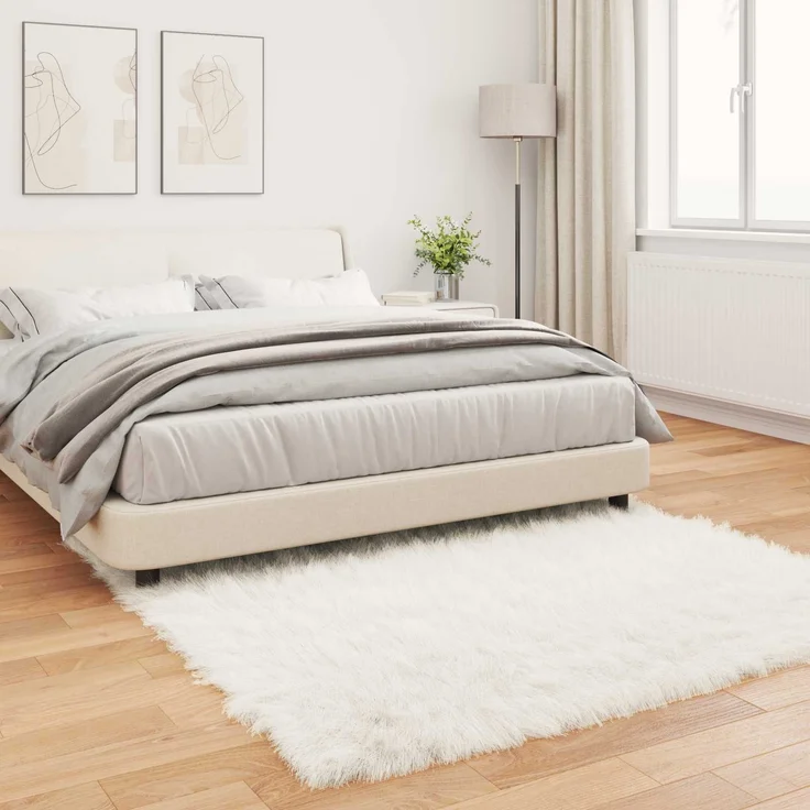 vidaXL Kunstschaffell Teppich Tafalla Weiß 120 x 120 cm Polyester 42021465 – Bild 3