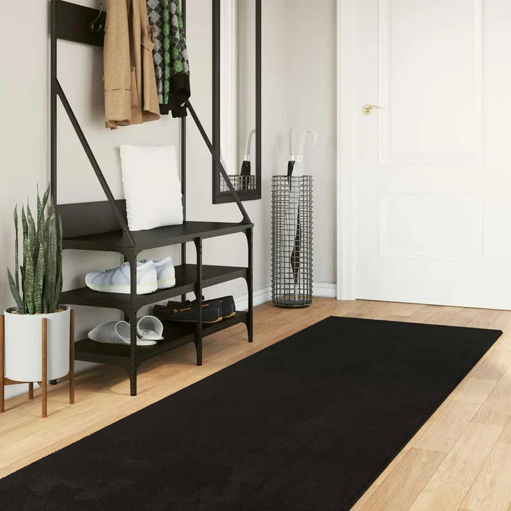 vidaXL Mittlerer Flor weicher und waschbarer Teppich HUARTE Schwarz 42022513 – Bild 1